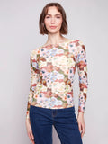 Printed Ruched Mesh Top - Botanical