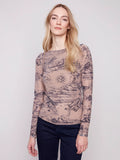 Printed Ruched Mesh Top - Astrology