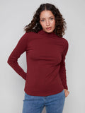 Long Sleeve Mock Neck Top - Cabernet