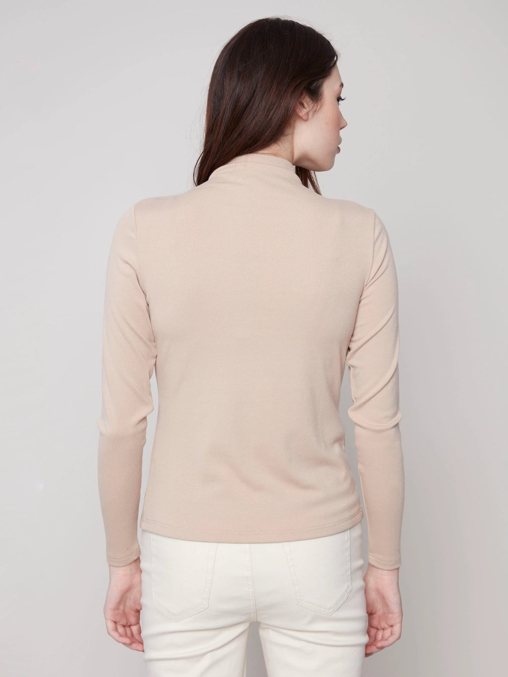 Long Sleeve Mock Neck Top - Sesame